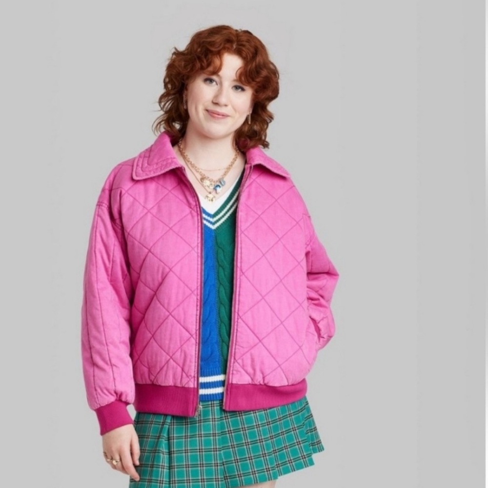 Wild Fable Quilted Pink Bomber Jacket